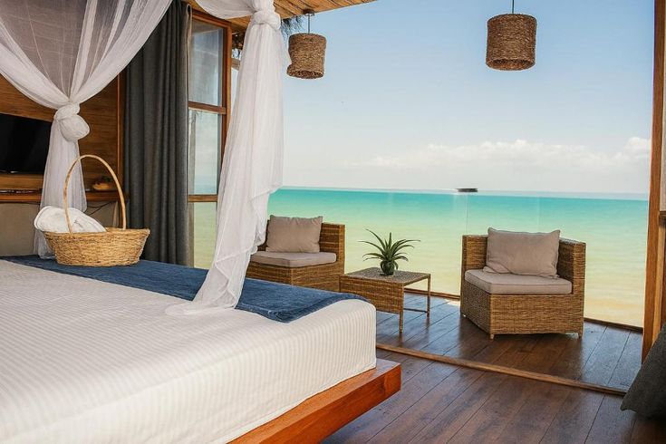 Amara Eco Beach bungalow at sunset