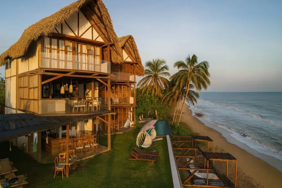 Amara Eco Beach bungalow at sunset